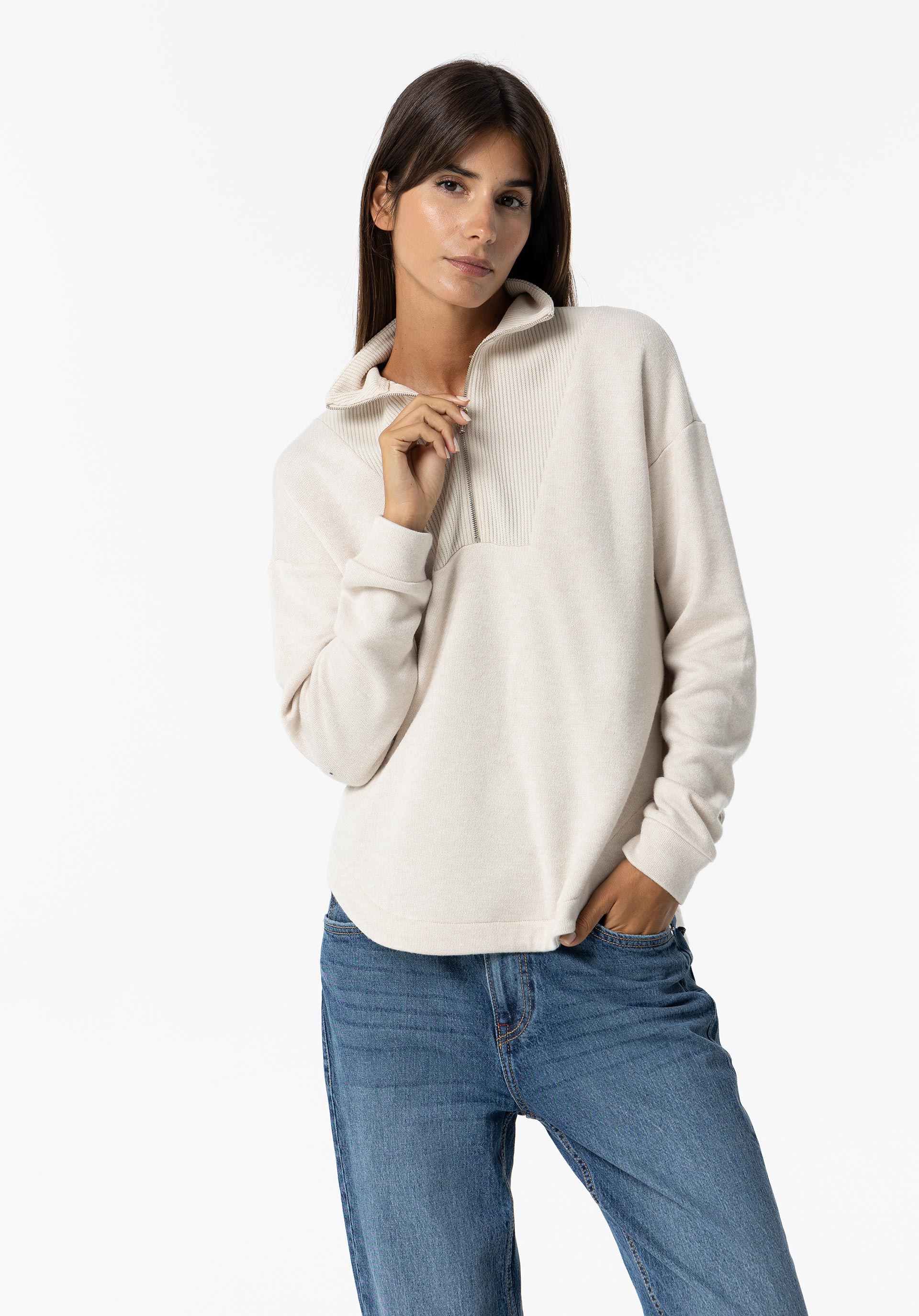 Sweatshirt com Fecho Frontal