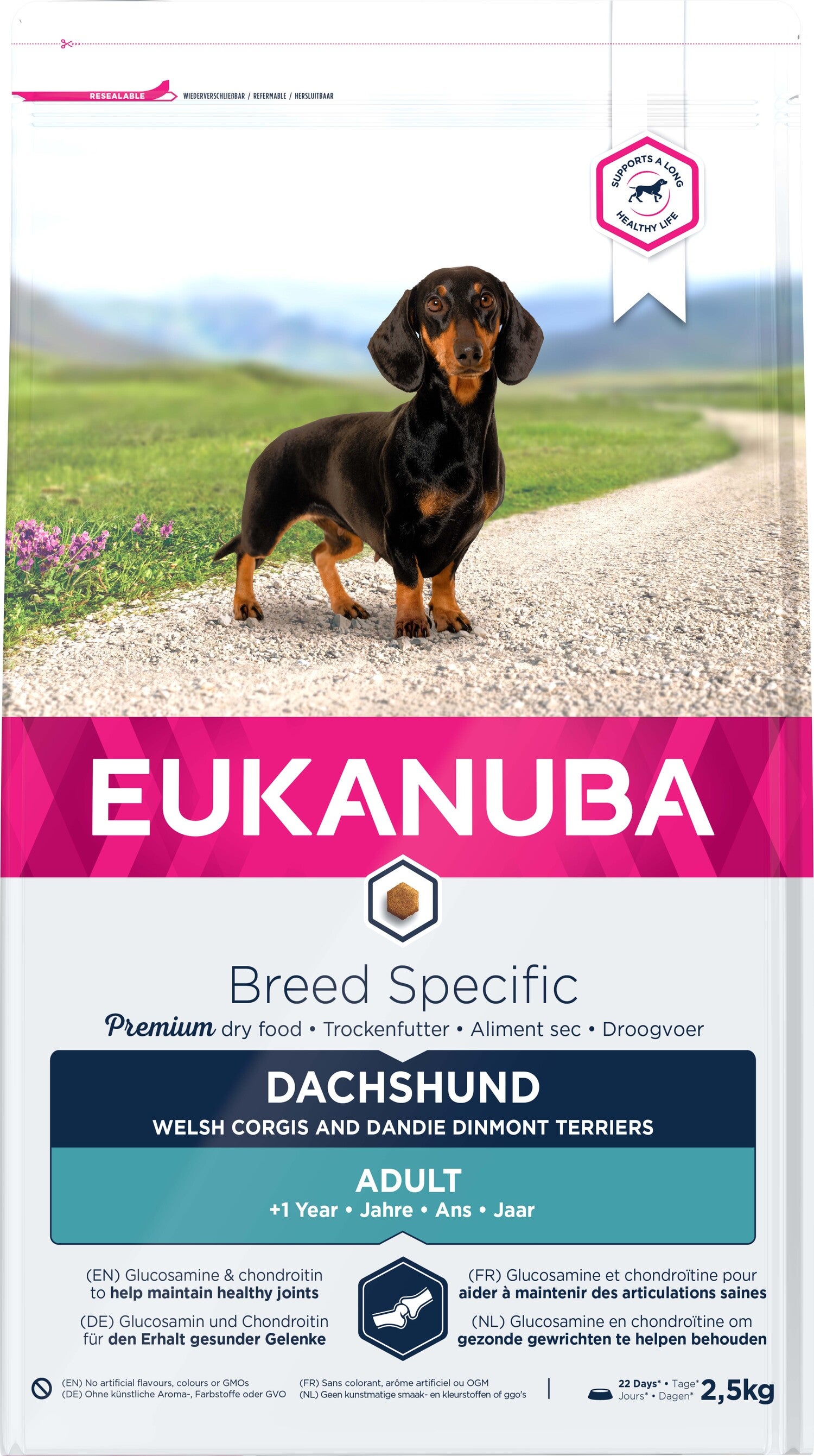 Eukanuba hondenbrokken Teckel adult kip 2,5 kg