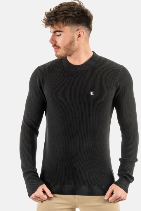 pull léger calvin klein jeans embro badge beh ck black