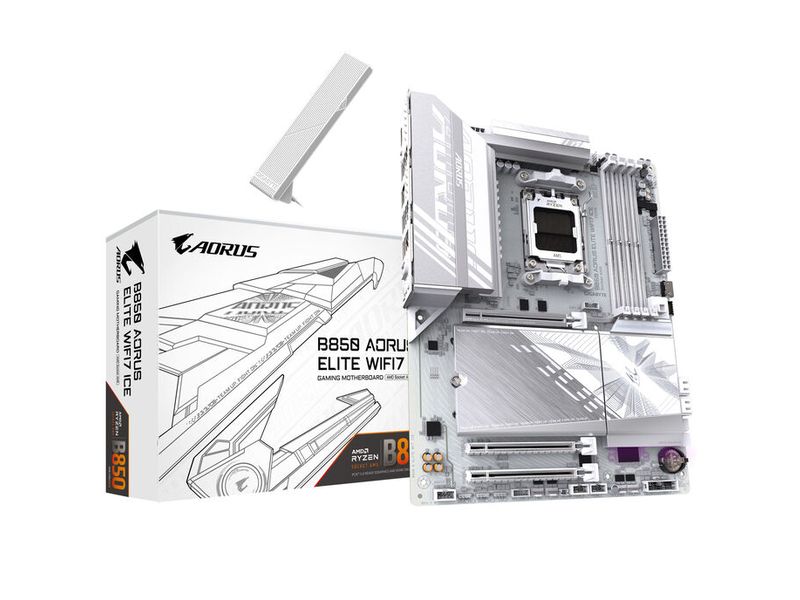 Gigabyte Mainboard B850 AORUS ELITE WIFI7 ICE Gaming-ATX Motherboard mit WLAN