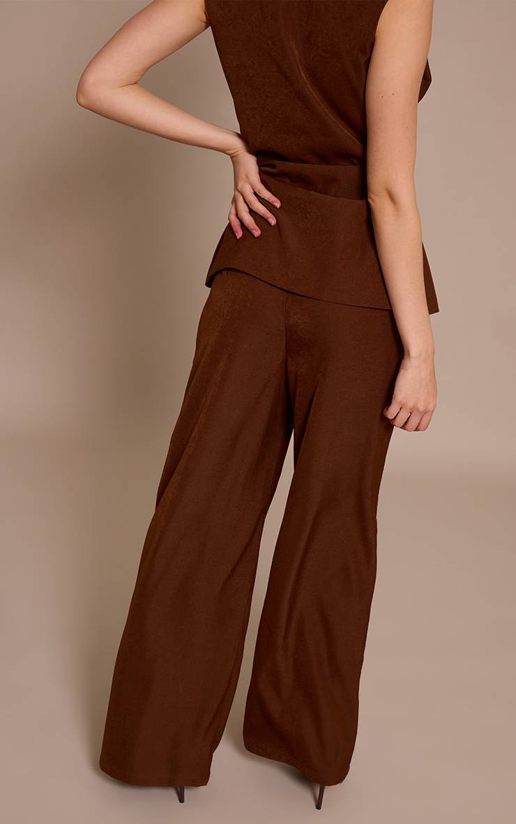 Deep Chocolate Pantalon Large Tissé Tailleur Ensemble Coordonné
