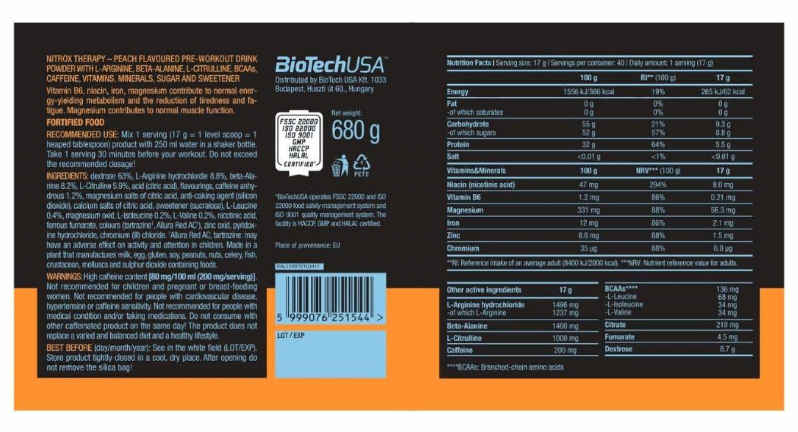 Biotech USA Nitrox Therapy 340 g