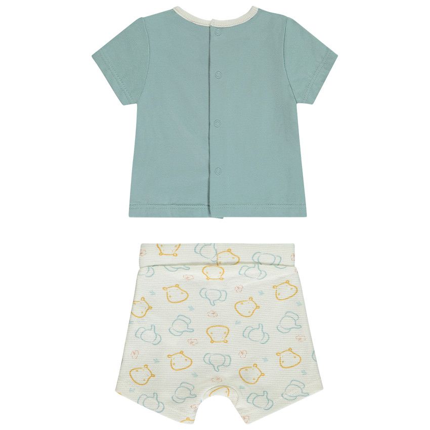 Ensemble 2 pièces motif hippopotame pour bébé garçon - Bleu moyen