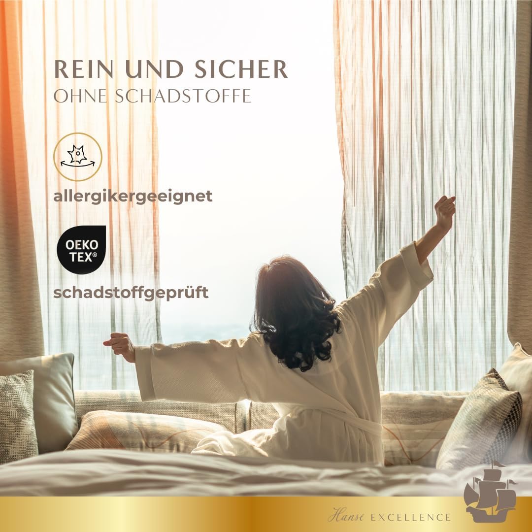 Hanse Excellence Natürlicher Topper 120 x 200cm, bauschig-luxuriöSer Matratzentopper aus Federn & Daunen, 7cm Topper mit natürlichem LiegegefüHL, allergikergeeignet, Made in Germany