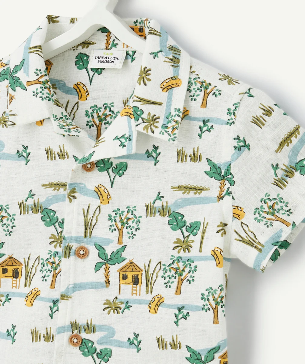 chemise d'été manches courtes bébé garçon avec imprimé cabanes