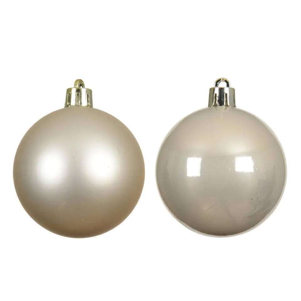 Decoris kerstballen - 6x st - champagne - 8 cm - kunststof