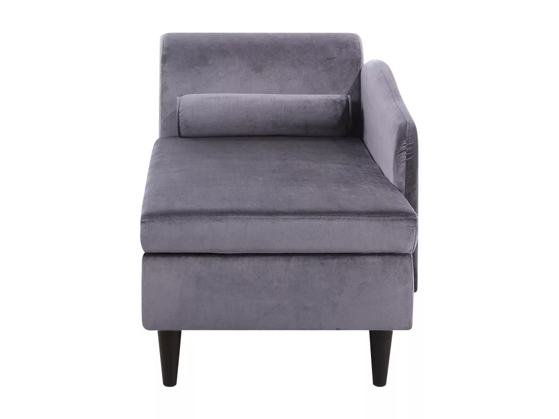 Chaise longue côté droite en velours gris foncé LUIRO