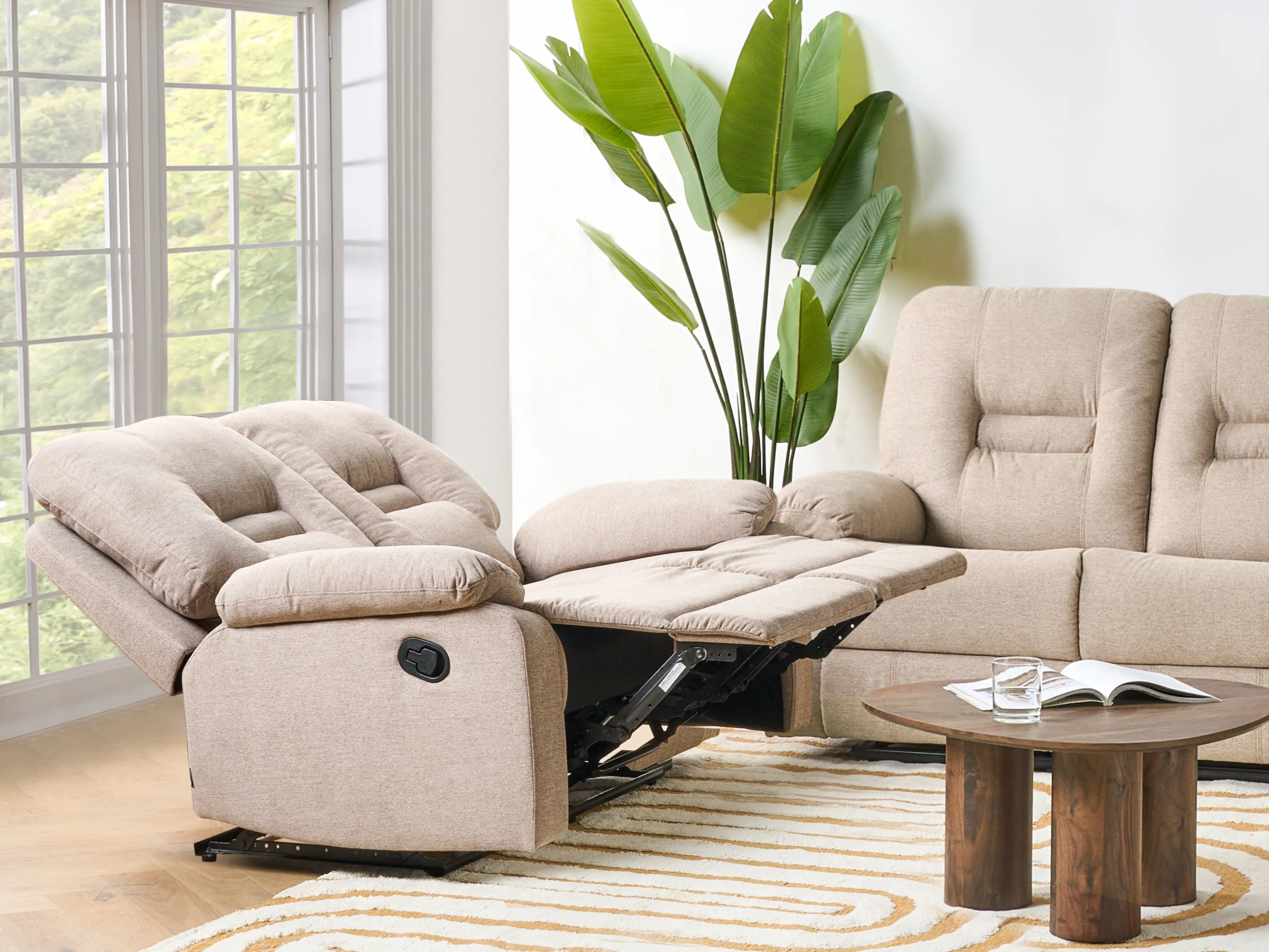 Handmatig verstelbare bank 2-zits BERGEN Stof Beige