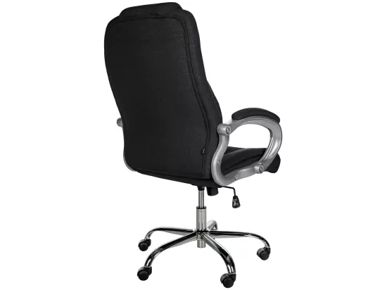 Chaise de bureau - Tissu & Métal chromé - Noir - XL Apoll