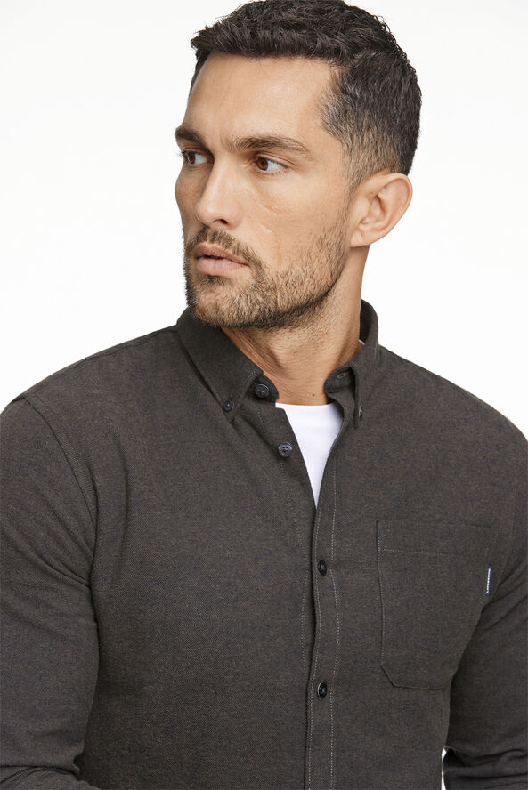 Lindbergh Brushed twill shirt L/S Black olive