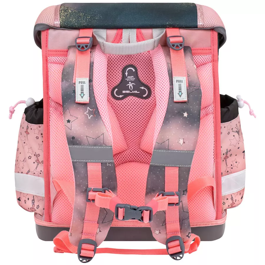 Belmil Schulranzen Classy Schulranzen Set 5-teilig mit Brustgurt Ballerina Black Pink