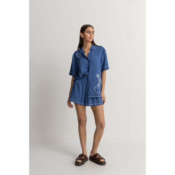 Rhythm Bobby Short Sleeve Shirt Blue Women SU24