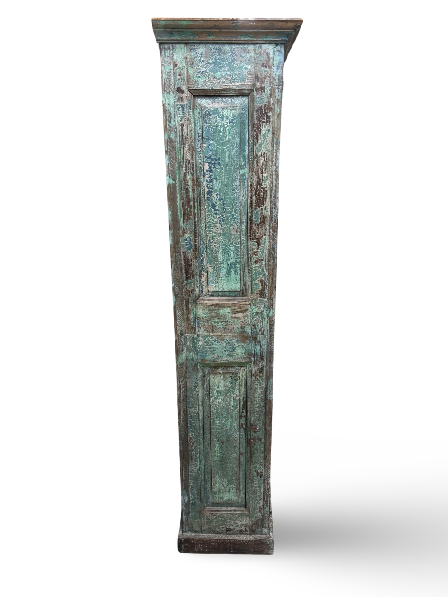 Kast 1 deur groen/blauw snijwerk uniek