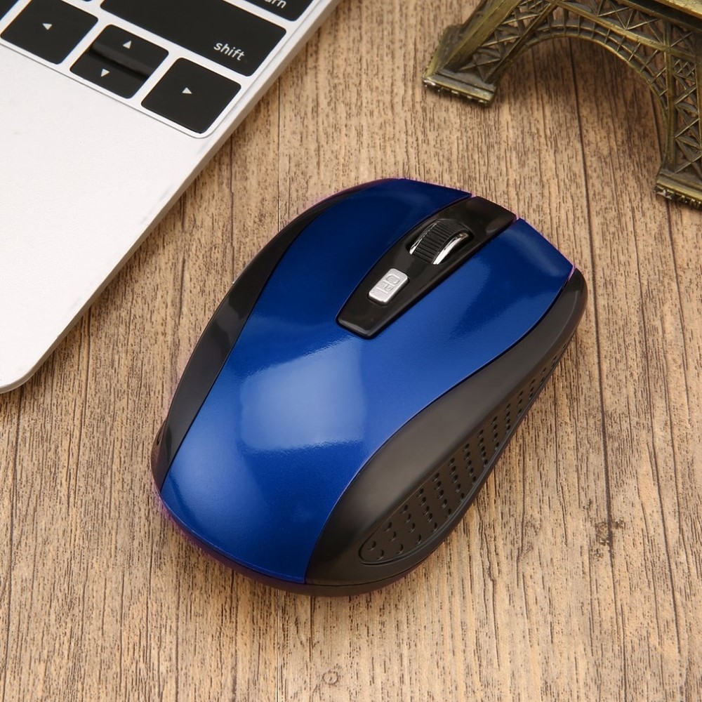 Ergonomische 2.4 GHz Optische Wireless Funk Maus 1600 DPI Schnurlos   USB Dongle - Blau