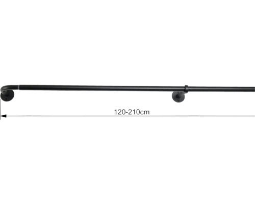 Uitschuifbare gordijnroedeset Dag&Nacht zwart 120-210 cm Ø 16/19 mm