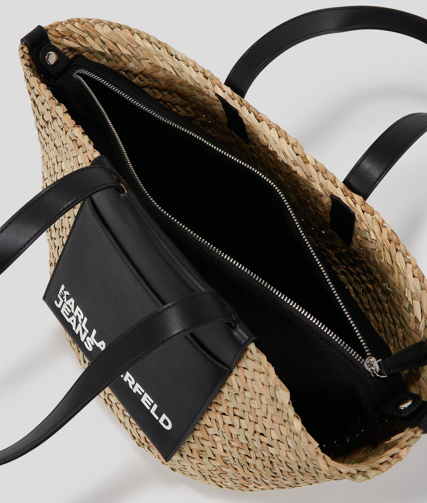 TOTE BAG EN RAPHIA - Naturel/Noir