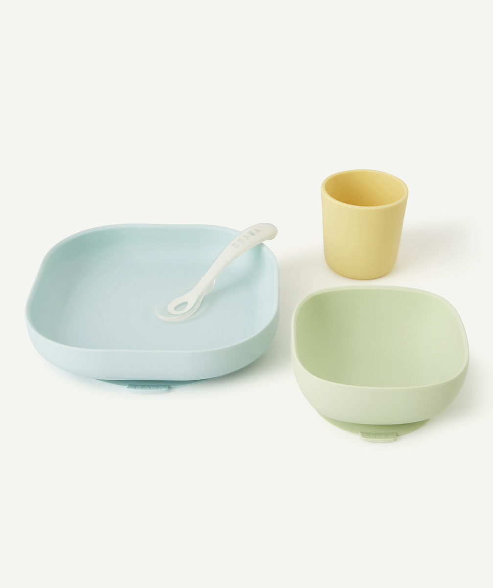 BEABACOFFRET REPAS EN SILICONE AVEC VENTOUSE JAUNE