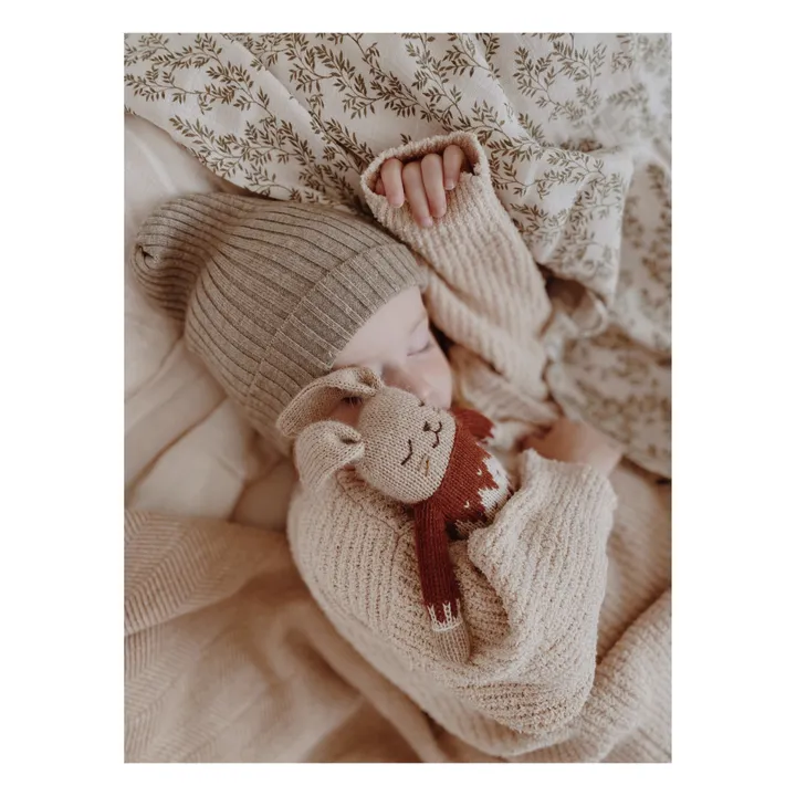 Main Sauvage Doudou lapin pull jacquard  | Sienne