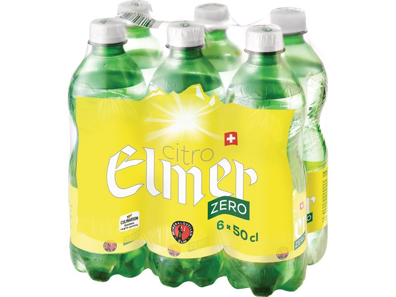 Elmer Soft-Drinks Citro Zero 6 x 0.5 l Frisches Mineralwasser mit natürlichem Zitronenaroma für den kalorienfreien Genuss