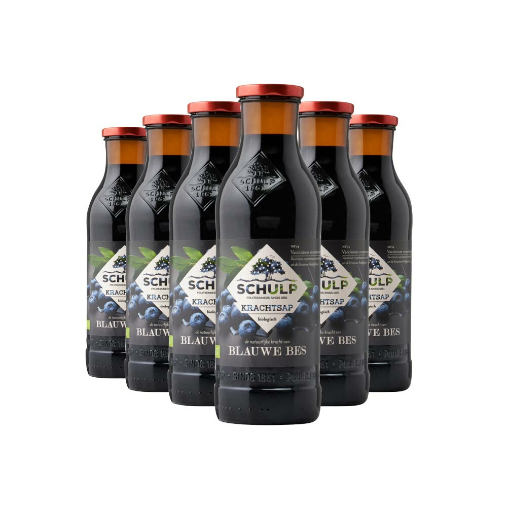 Schulp Blauwe Bessensap Puur Krachtsap Biologisch6 x 0,75 liter