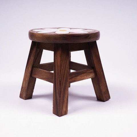Hocker 'Blume', natur, weiß, Ø 25 cm, H 25 cm von fischer's lagerhaus