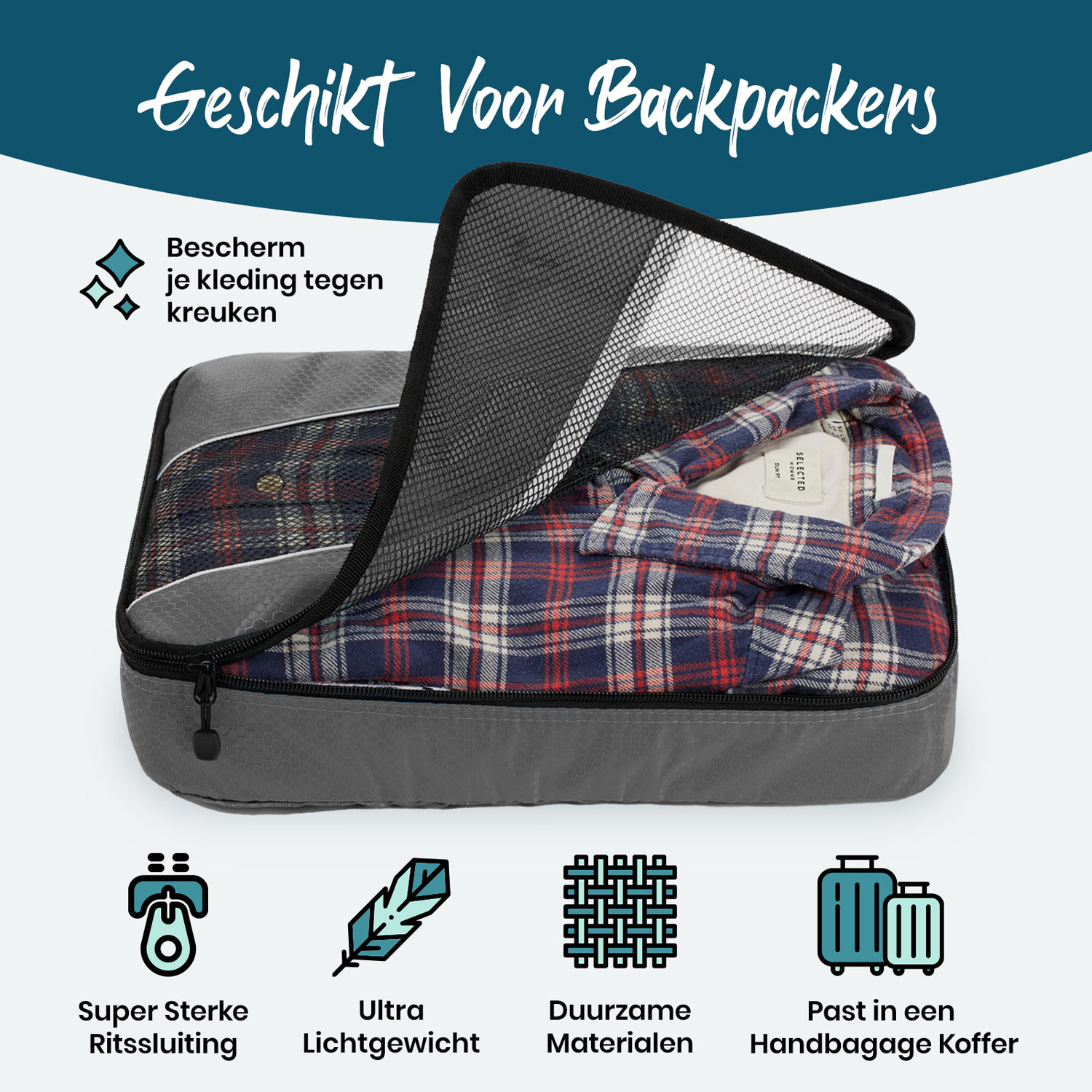 Sunflake set van 3 Packing Cubes - Grey
