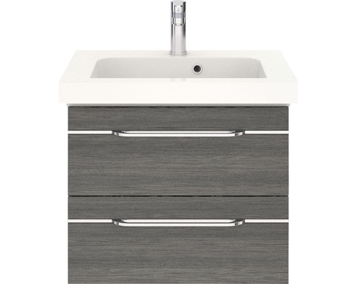Badkamermeubelset Balto Sprint BxD 64,5 x 44 cm, grafietfronten, 2-delige set met wastafel van mineraalmarmer