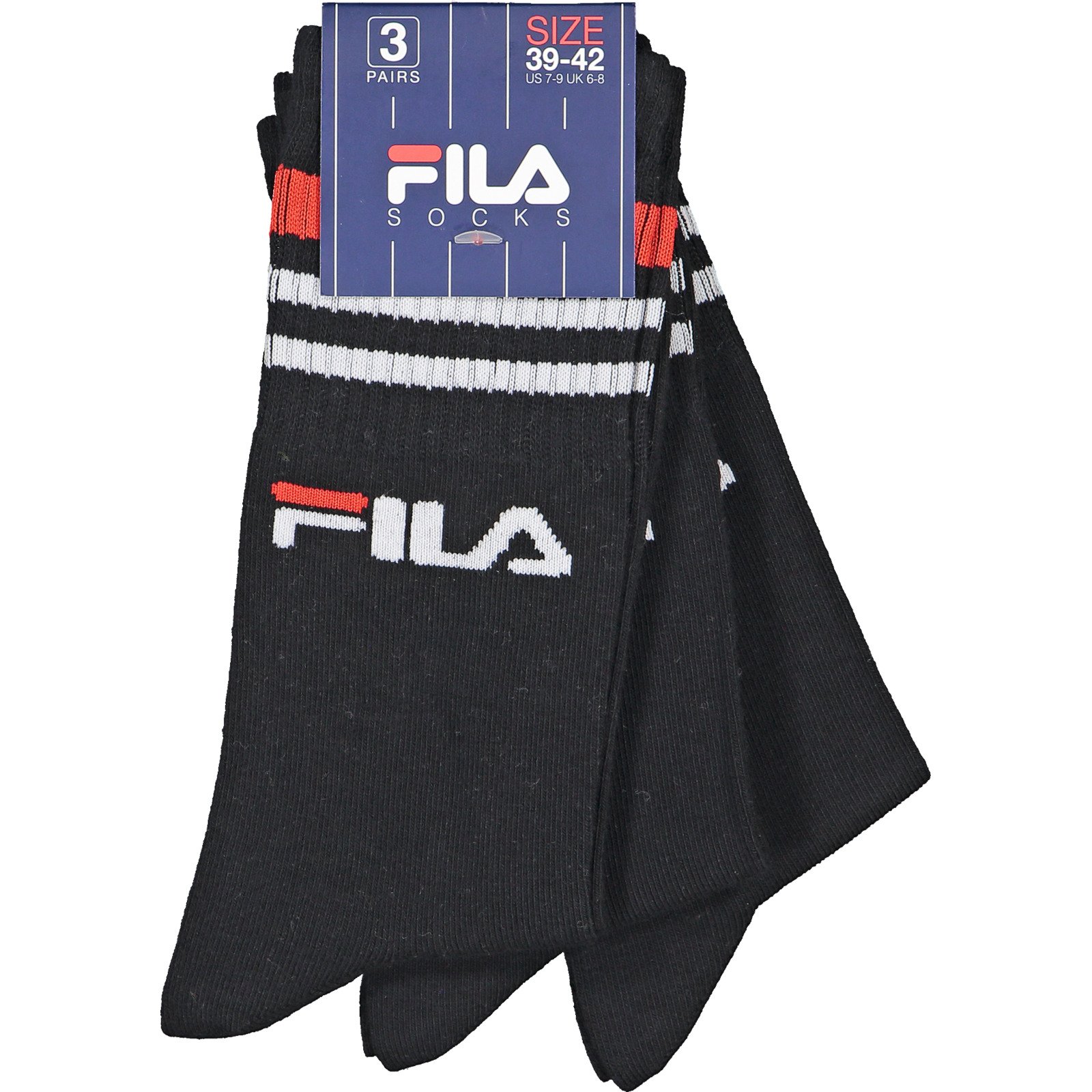 Fila Sportsocken, 3 Paar schwarz, 35-38