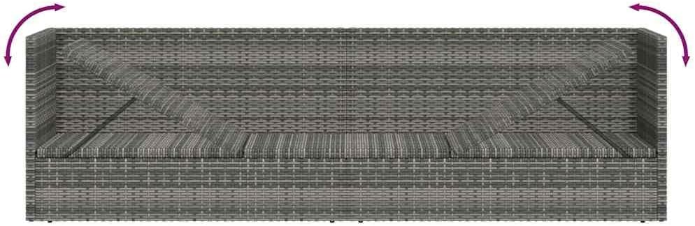 vidaXL Garten-Sofabett mit Kissen Gartensofa Gartenmöbel Gartenliege Loungebett Sofa Garten Schlafsofa Sofa Poly Rattan 200x60cm Grau