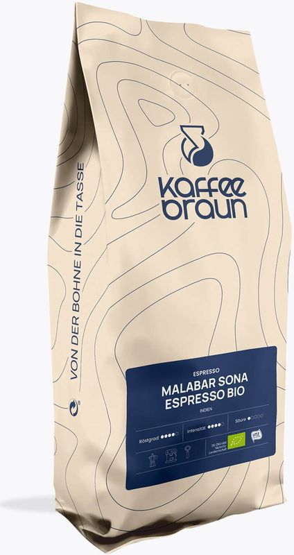 Kaffee Braun - Malabar Sona - Gemalen Koffie - 1kg - Biologisch