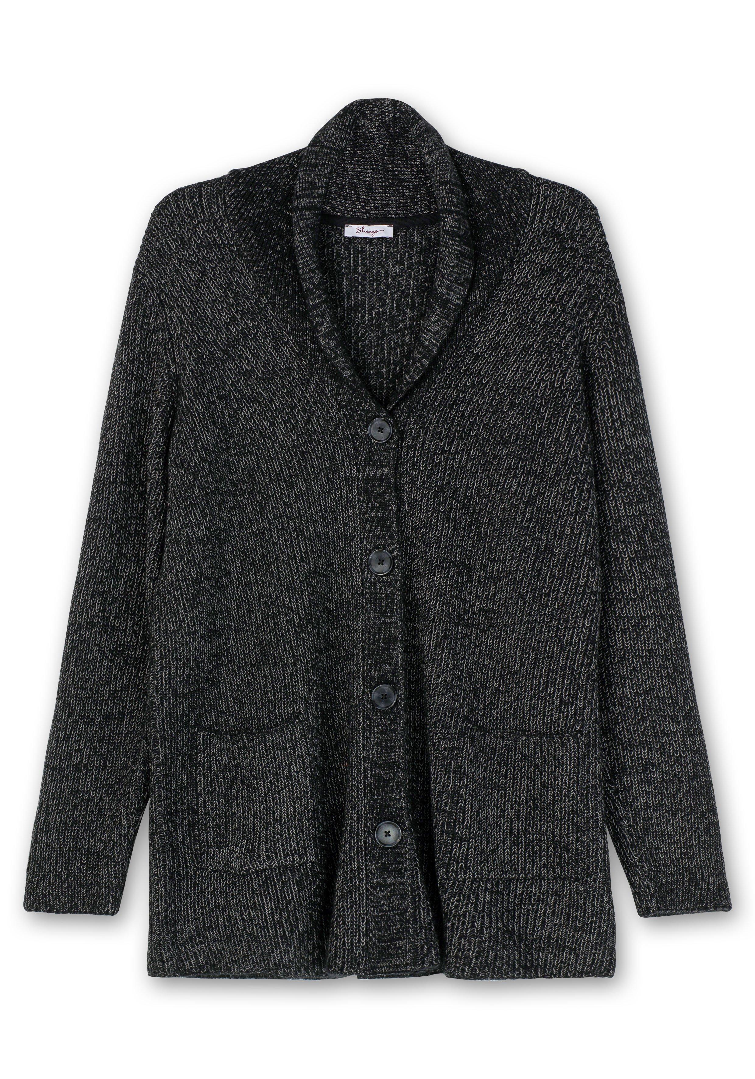 Strickjacke im Patentstrick, mit Schalkragen