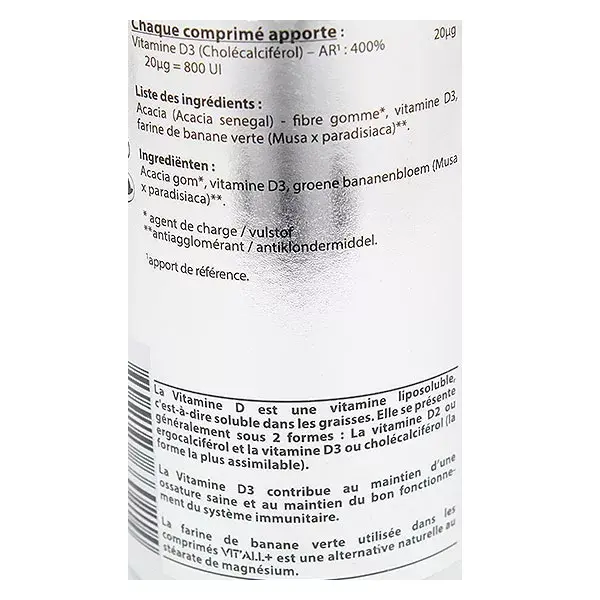 Vit'all+ Vitamine D3 250 comprimés
