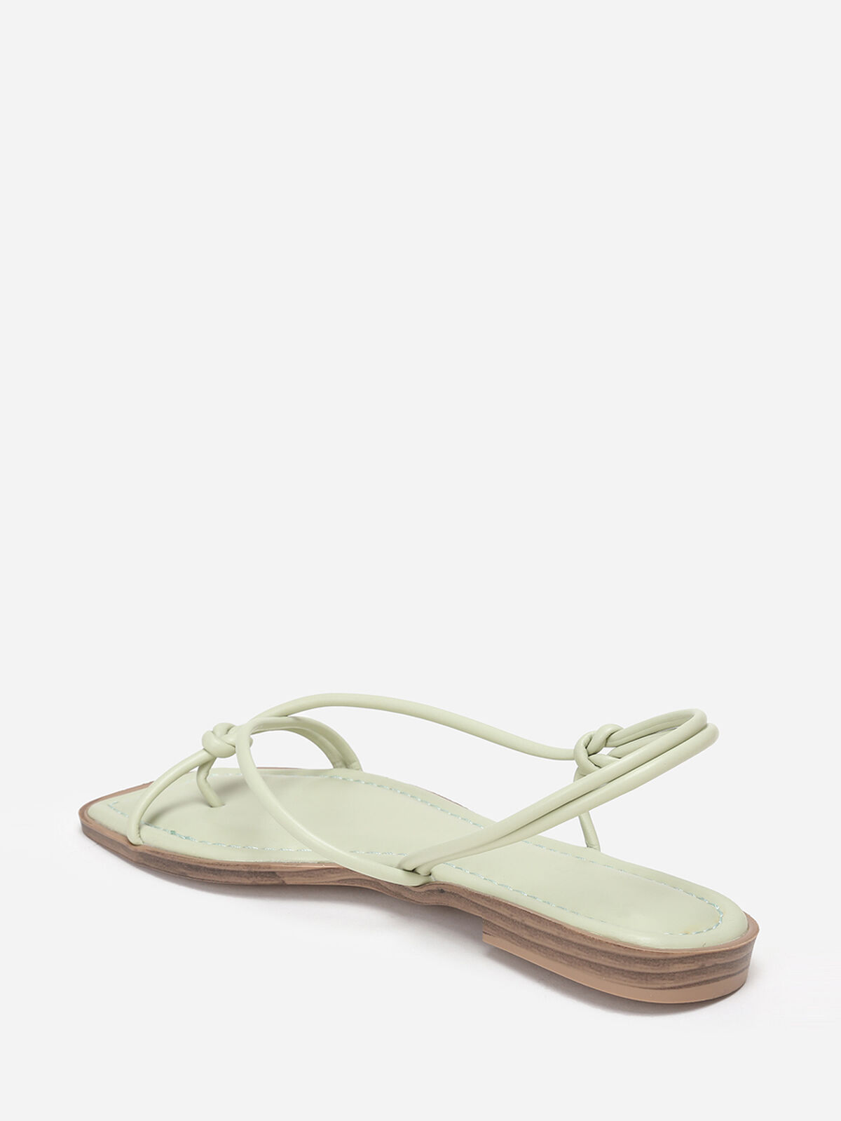 Sandales plates à fines brides nouées- Vert