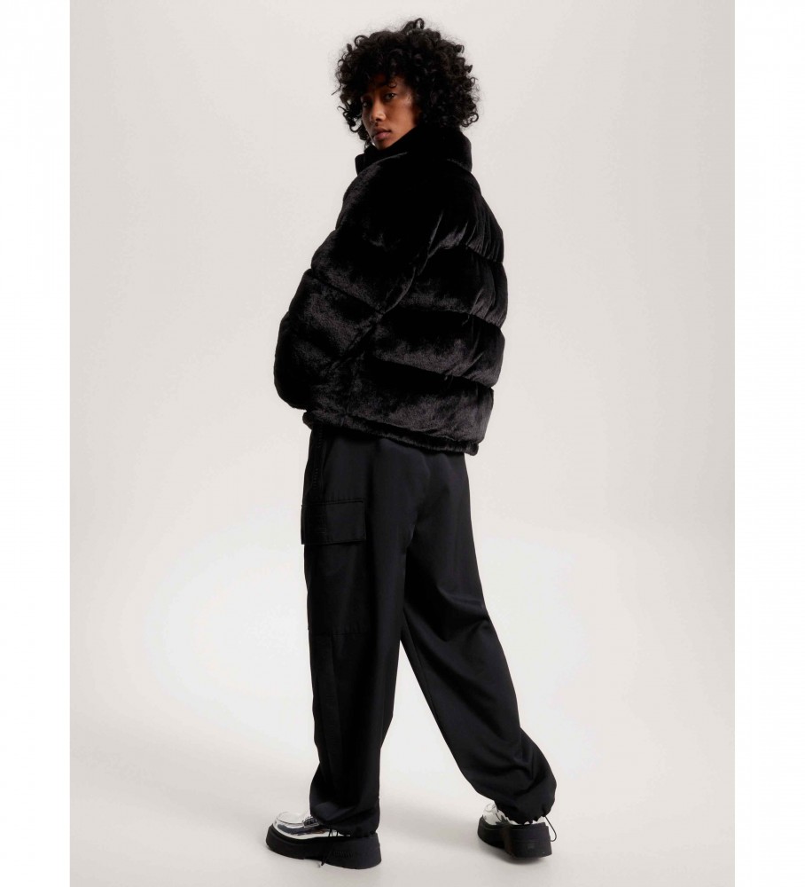 Jaqueta puffer de pele sintética Tommy Jeans, preta