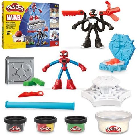 Play-Doh Marvel Spider-Man Werp en Snij Speelset - Boetseerklei - Inclusief 2 figuren - Spider-Man - Venom