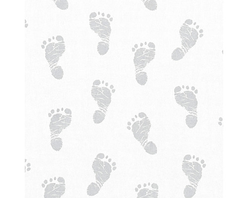 Vliesbehang 35863-1 Little Stars voetjes zilver
