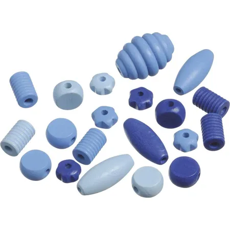 Knorr Prandell Holzperlenmix 1 blau, 20 Stück