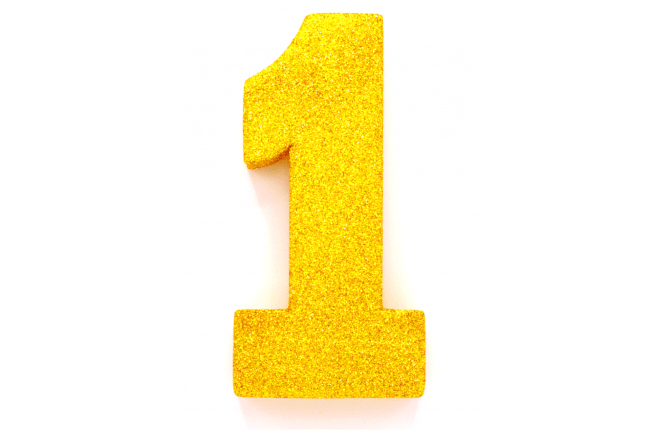 Goud Tafeldecoratie Cijfer 1 Glitter 20,5cm