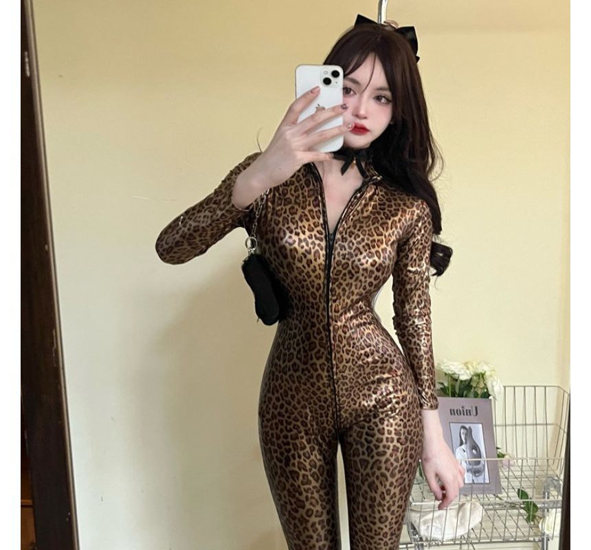 Dinse - Jumpsuit met lange mouwen en luipaardprint