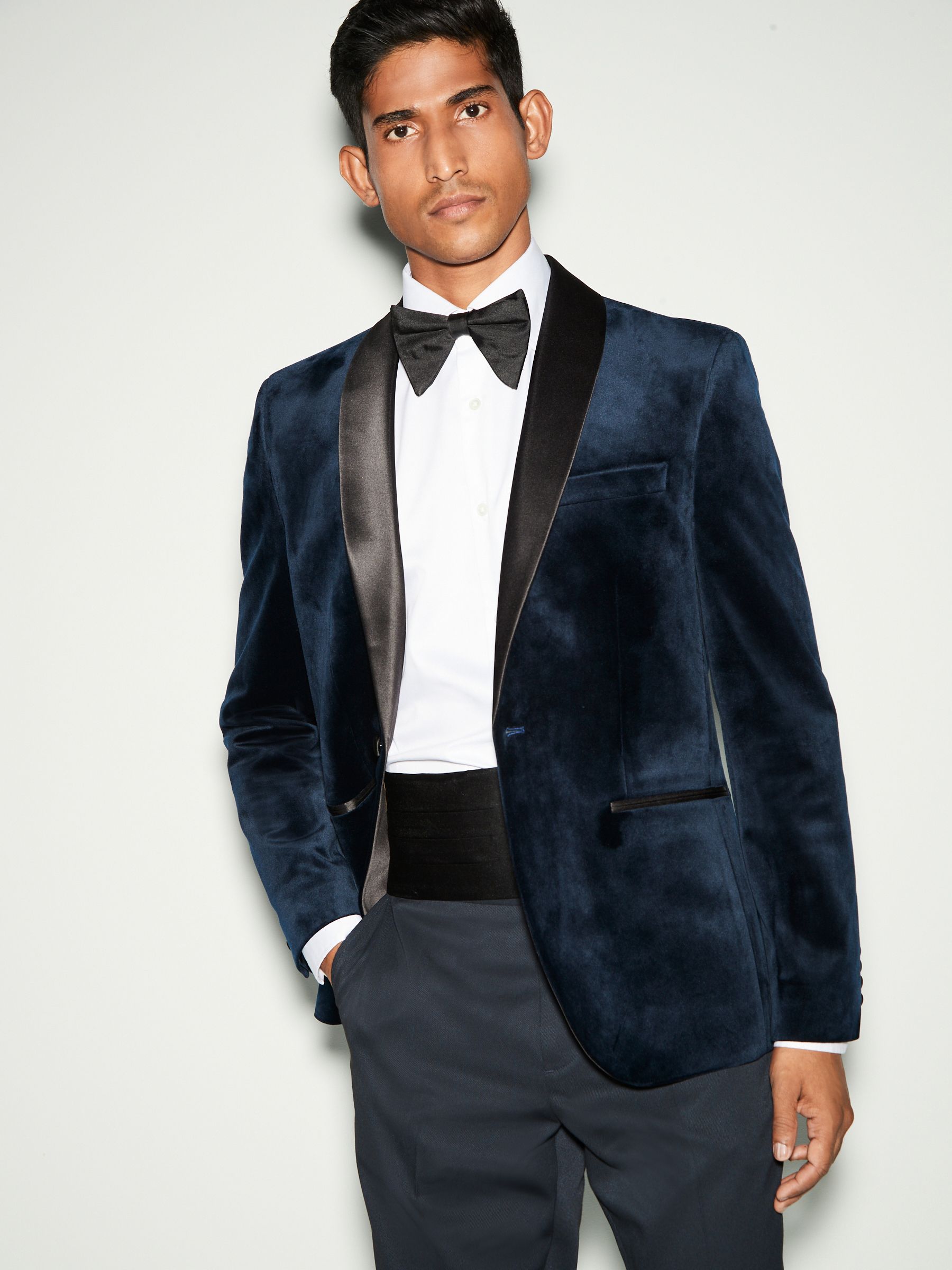 Donker marineblauw - Normale Pasvorm - Fluwelen blazer