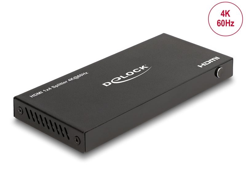 Delock 4-Port Signalsplitter HDMI-HDMI 4K/60 Hz Delock HDMI Splitter 1 x HDMI in zu 4 x HDMI out 4K 60 Hz mit Downscaler
