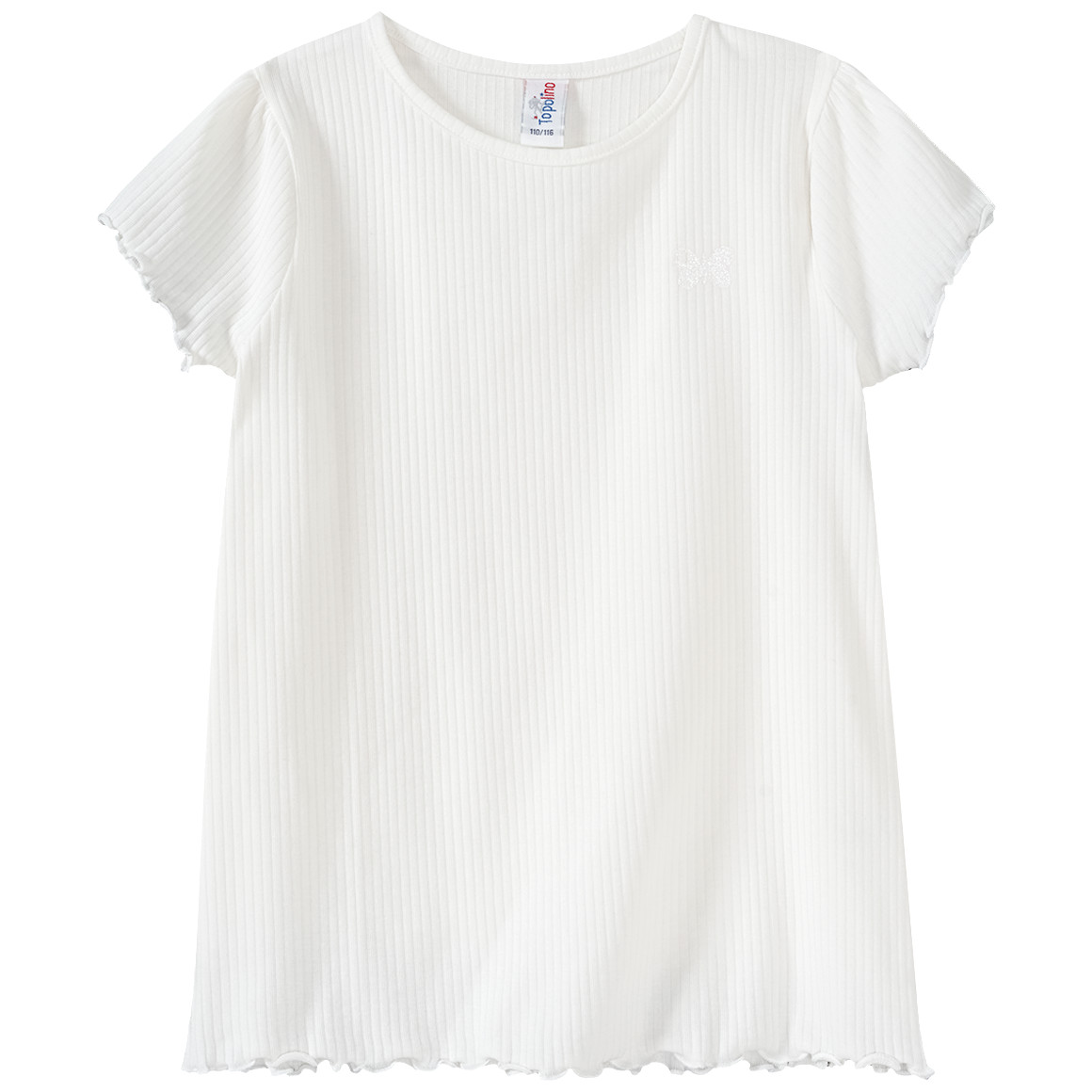 Topolino Mädchen T-Shirt mit Ripp-Struktur cremeweiss