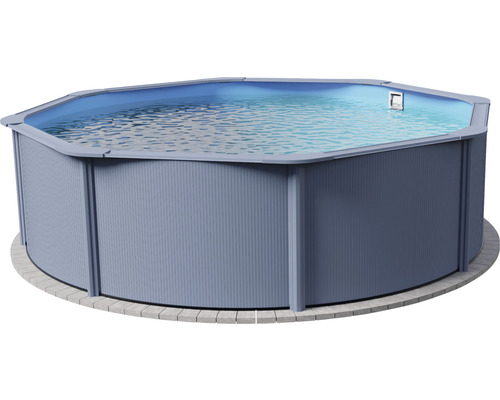 Rond stalen wandzwembad Ø 450 x 120 cm grijs