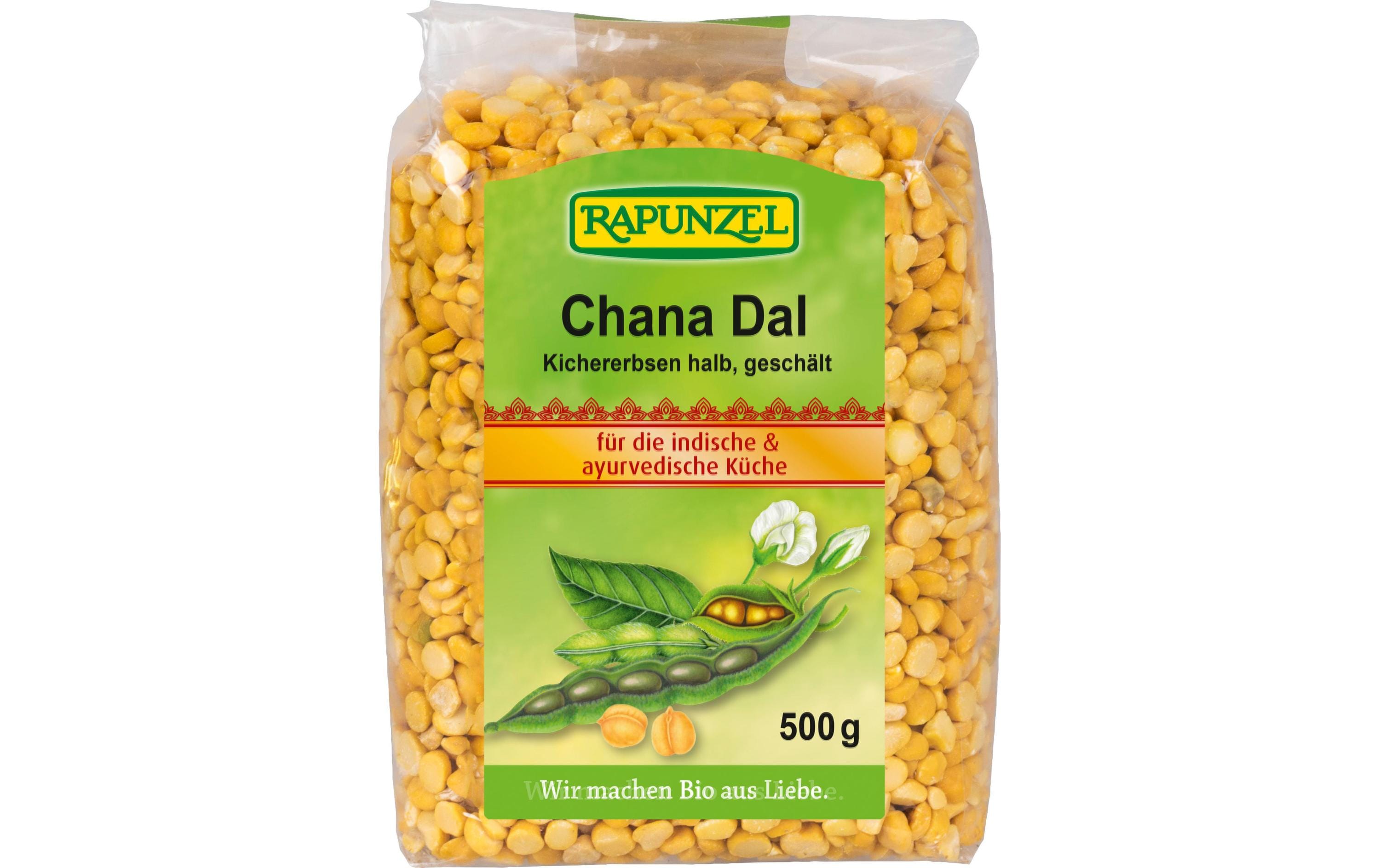 Bio Chana Dal Kichererbsen 500 gGeschälte und halbierte Hülsenfrüchte in Bio-Qualität