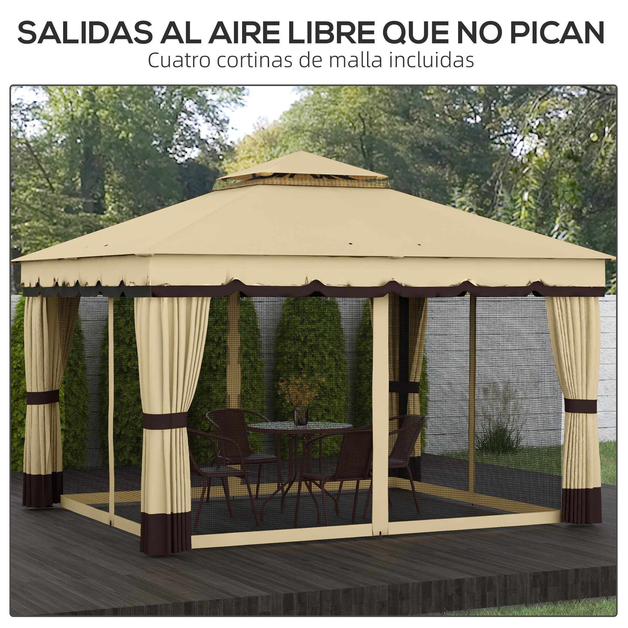 Gazebo de jardim bege Outsunny