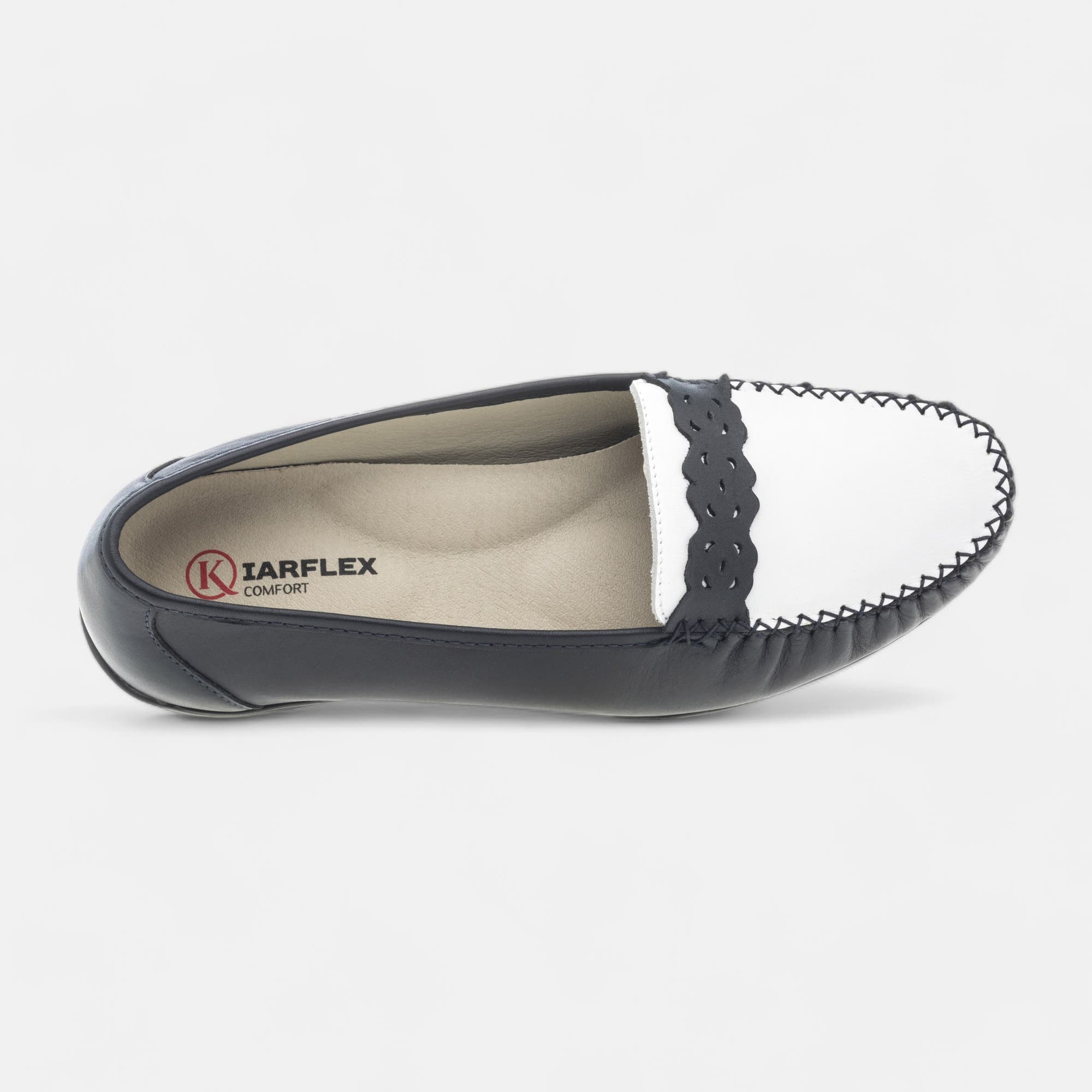 Mocassins pieds sensibles Femme en cuir bleu marine