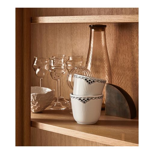 Royal Copenhagen Sort Riflet Blonde 2-pak Termokop, White/Black, 26 cl