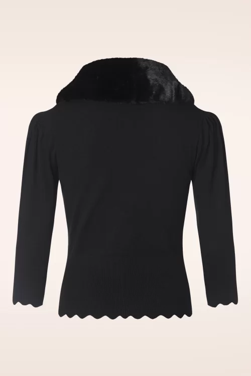 Banned Retro Window Cat cardigan in zwart