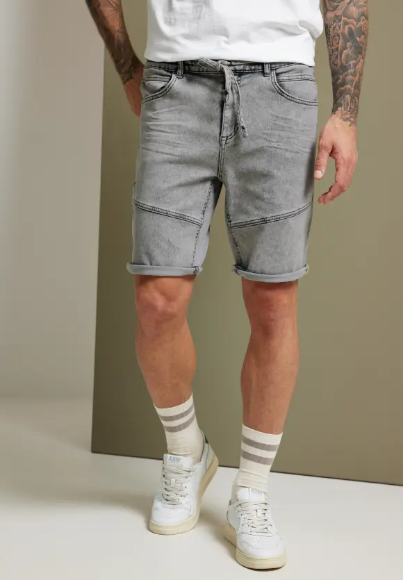 Relaxed Fit Jeansshorts - light grey random wash