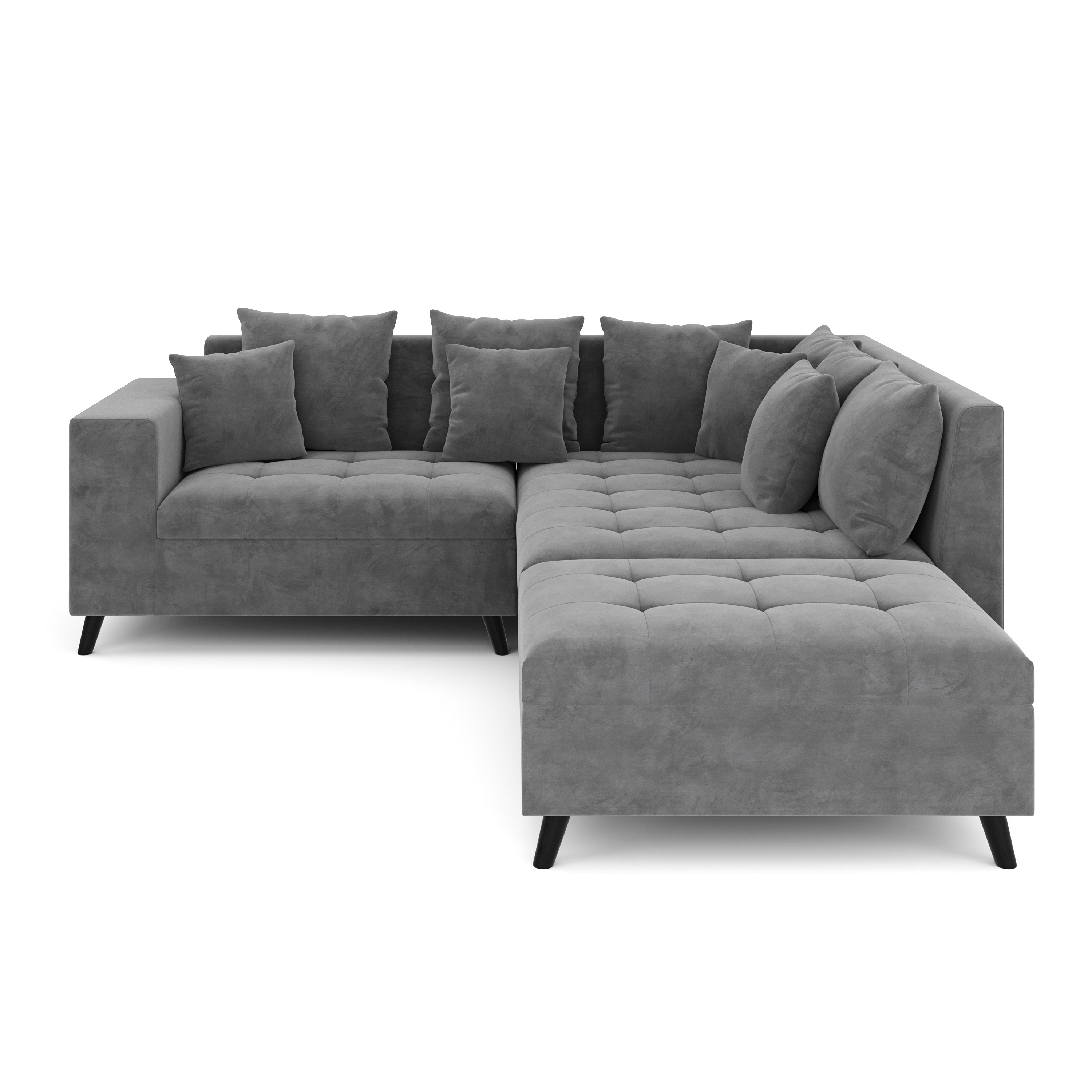 Ecksofa Samt mit Ottomane ELINA rechts anthrazit